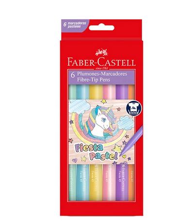 [17335] MARCADORES FIBRE-TIP PENS X6 PASTEL | FABER CASTELL