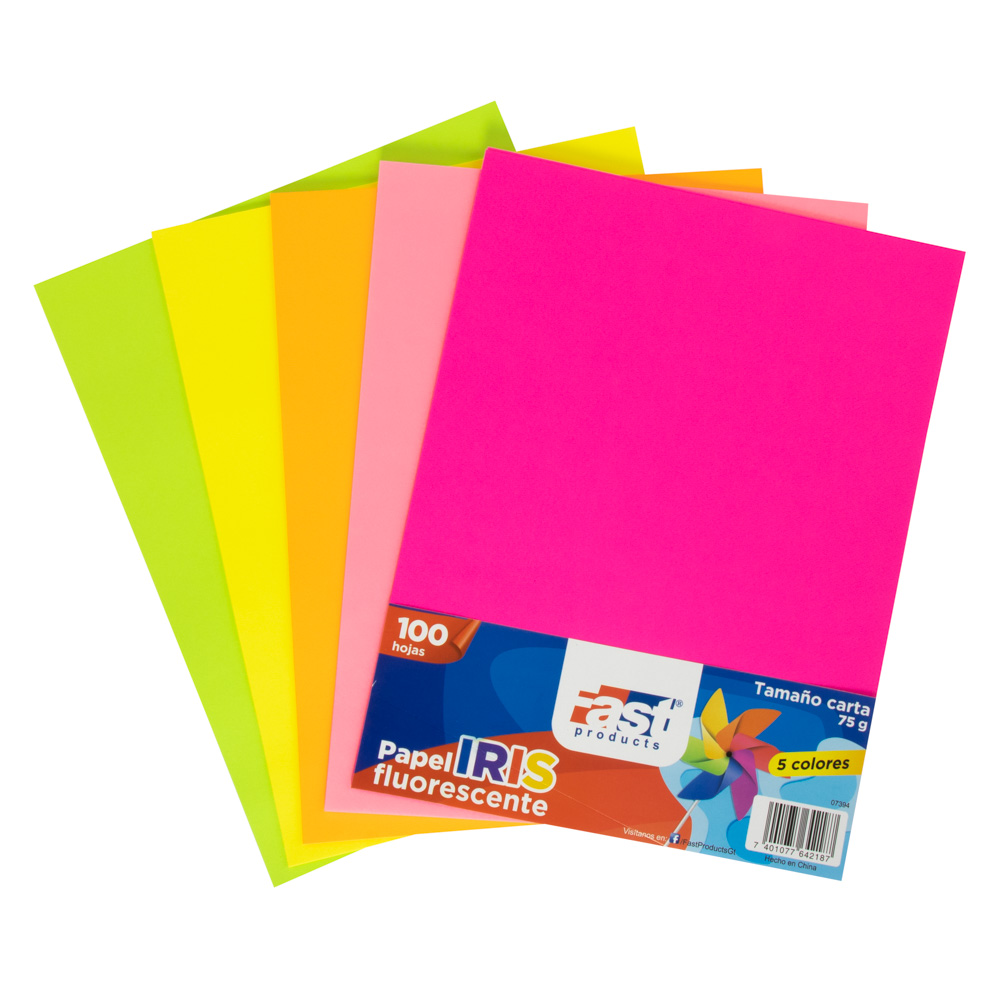 PAPEL IRIS FLASHCOLOR 80 GR CARTA COLORES NEON SURTIDO CIENTO