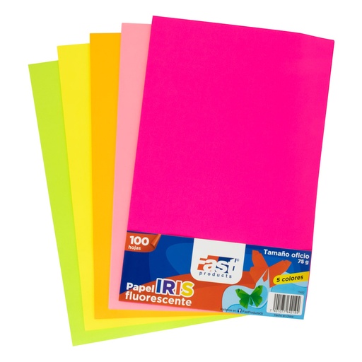 [17452] PAPEL IRIS FLASHCOLOR 80 GR OFICIO COLORES NEON SURTIDO CIENTO | FAST