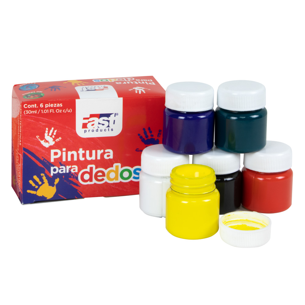 PINTURA PARA DEDOS 30ML X 6COLORES
