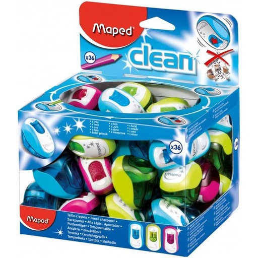 [14503042] SACAPUNTAS PLASTICO CLEAN 1 AGUJERO 030111 CON TAPA DE PROTECCION | MAPED
