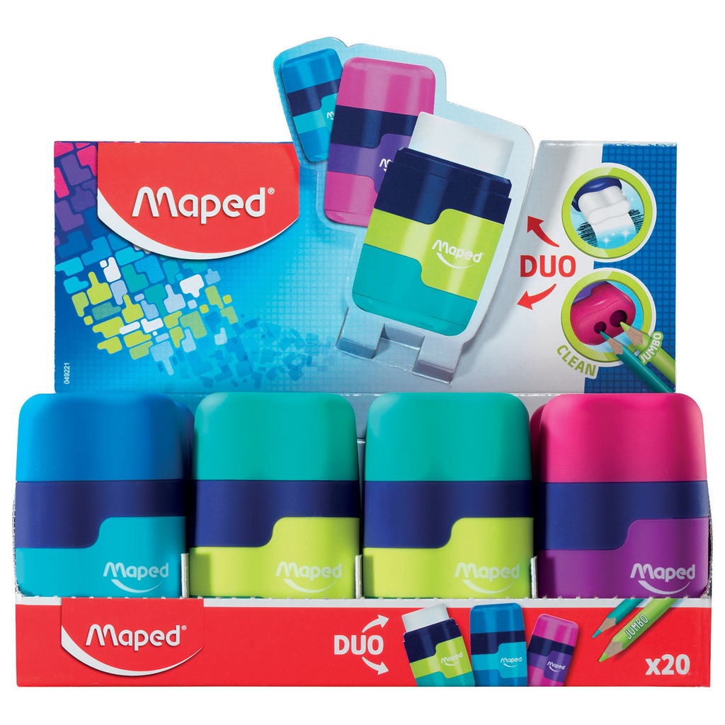 SACAPUNTAS PLASTICO CON DEPOSITO CONNECT 2 AGUJEROS + BORRADOR 049221