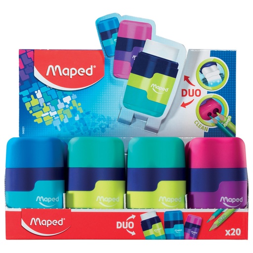 [20720052] SACAPUNTAS PLASTICO CON DEPOSITO CONNECT 2 AGUJEROS + BORRADOR 049221 | MAPED