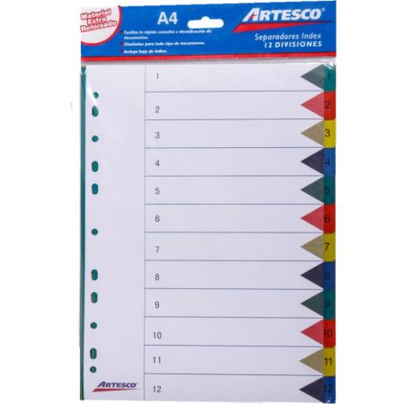 [21123001] SEPARADOR INDEX 5 DIVISIONES A-5 X5COLORES 16324001 | ARTESCO