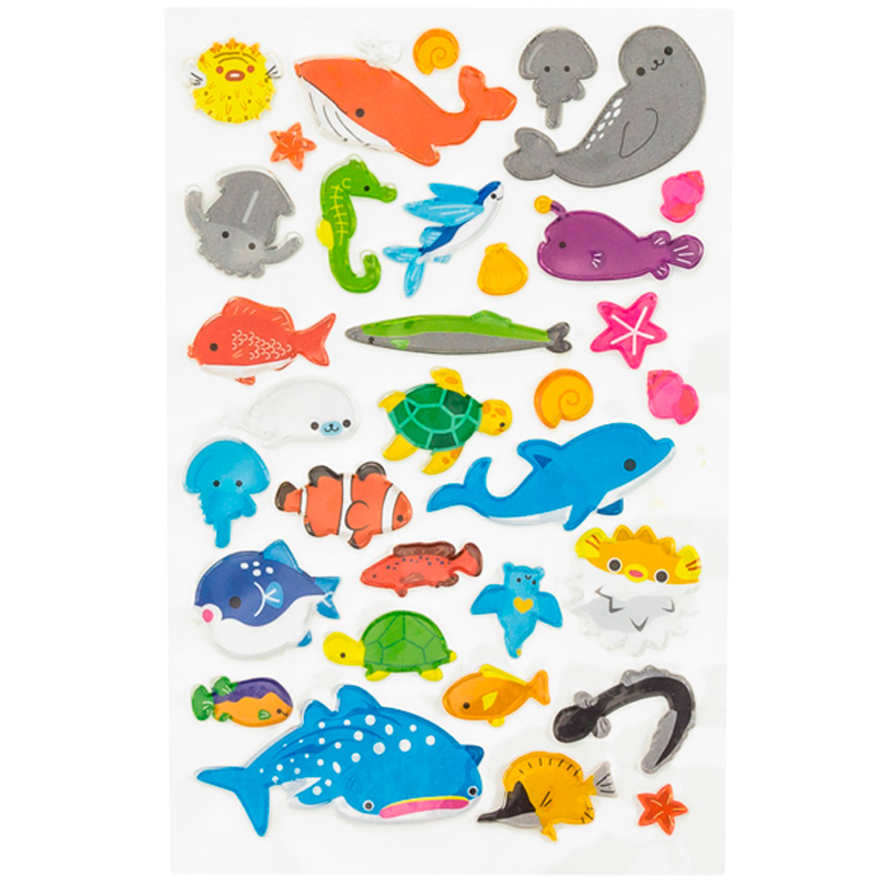 STICKERS/CALCOMANIAS SURTIDAS HOJA DISEÑO: ANIMALES MARINOS PLASTIC