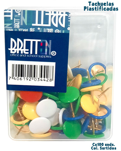 TACHUELAS PLASTIFICADAS COLORES SURTIDOS
