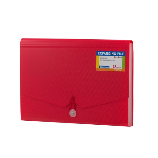 [13729-ROJO] ARCHIVADOR PLASTICO OFICIO 12 DIVISIONES (ROJO) | BEAUTONE
