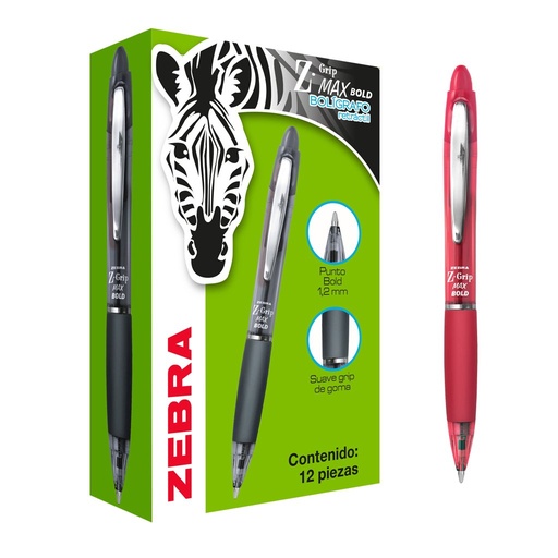 BOLIGRAFO RETRACTIL Z-GRIP MAX BOLD BALLPOINT (ROJO) | ZEBRA