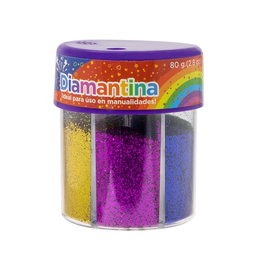 [16767] DIAMANTINA EN BOTE 80GRSX6COLORES (SURTIDOS) | FAST