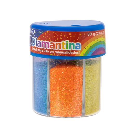 [16768] DIAMANTINA EN BOTE 80GRSX6COLORES (NEON) | FAST