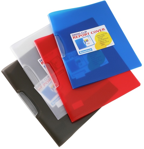 [05857-AZUL] FOLDER PLASTICO TRANSPARENTE CON CLIP (AZUL) | BEAUTONE