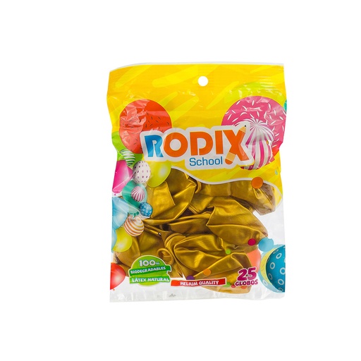 [53935] GLOBOS NO. 9 COLORES SURTIDOS X25 UNIDADES (DORADO METALICO) | RODIX