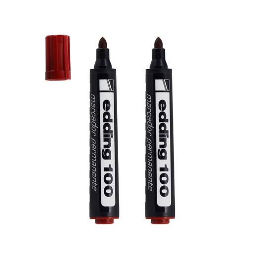 [11098-ROJO] MARCADOR PERMANENTE 100 PUNTA REDONDA (ROJO) | EDDING