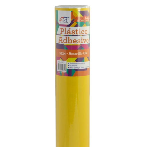 [13240-AMARILLO ORO] PLASTICO ADHESIVO 45CMSX20MTS COLORES SURTIDOS (AMARILLO ORO) | FAST