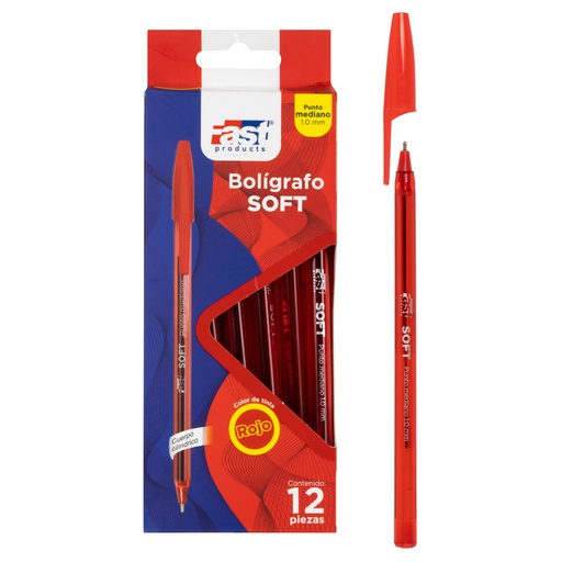 BOLIGRAFO FAST MEDIANO 1.00 COLORES SURTIDOS (ROJO) | FAST