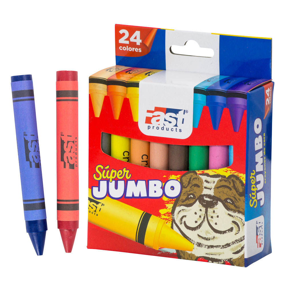 [12872] CRAYONES DE CERA 24 COLORES SUPER JUMBO REDONDO | FAST