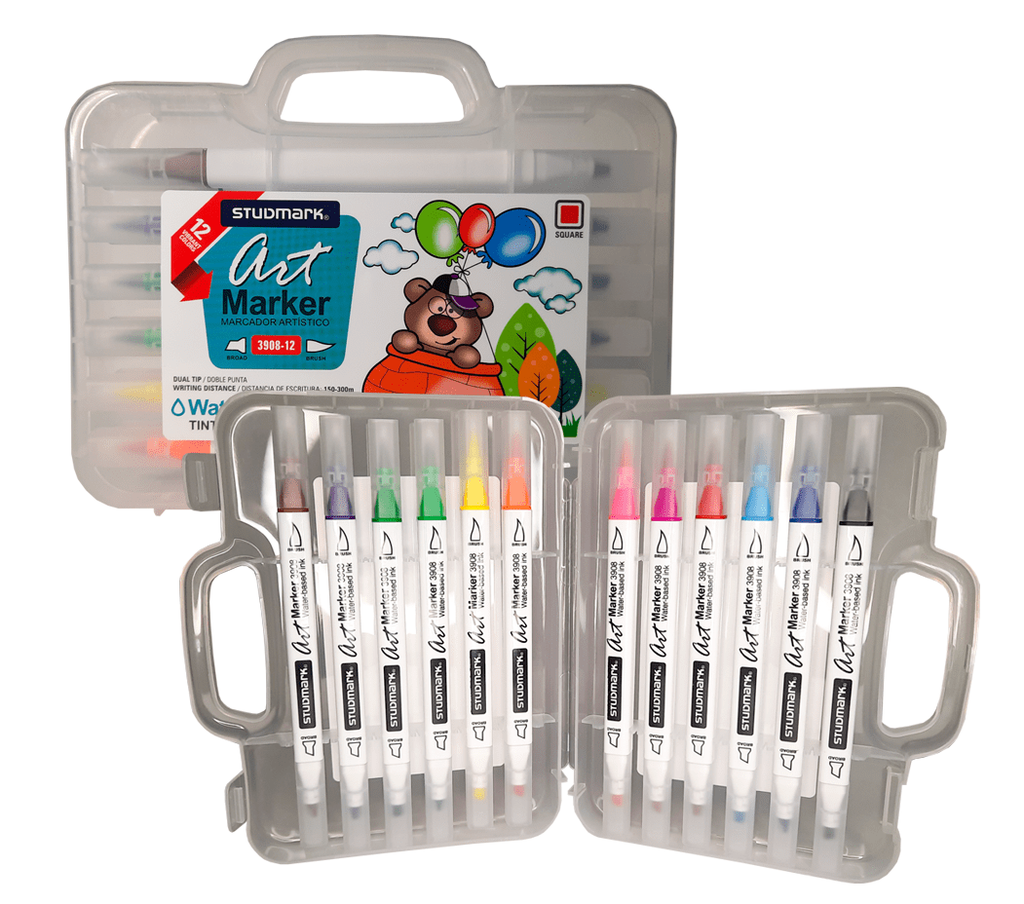 [390812] MARCADORES ARTISTICOS PINCEL DOBLE PUNTA ST-3908 ESTUCHE | STUDMARK