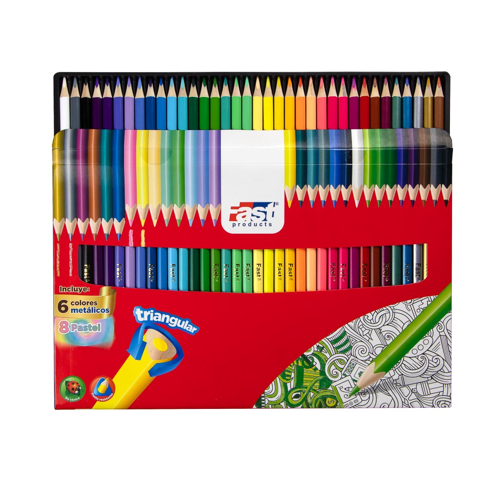 [18838] CRAYONES DE MADERA ESCOLARES 36 COLORES TRIANGULAR LARGO | FAST
