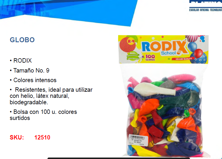 [12510] GLOBOS RODIX SURTIDOS 9" X100 | RODIX