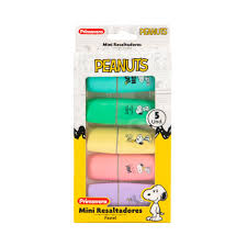 [20397] MARCADOR RESALTADOR 5 COLORES PASTEL CON ESTUCHE SNOOPY | PRIMAVERA