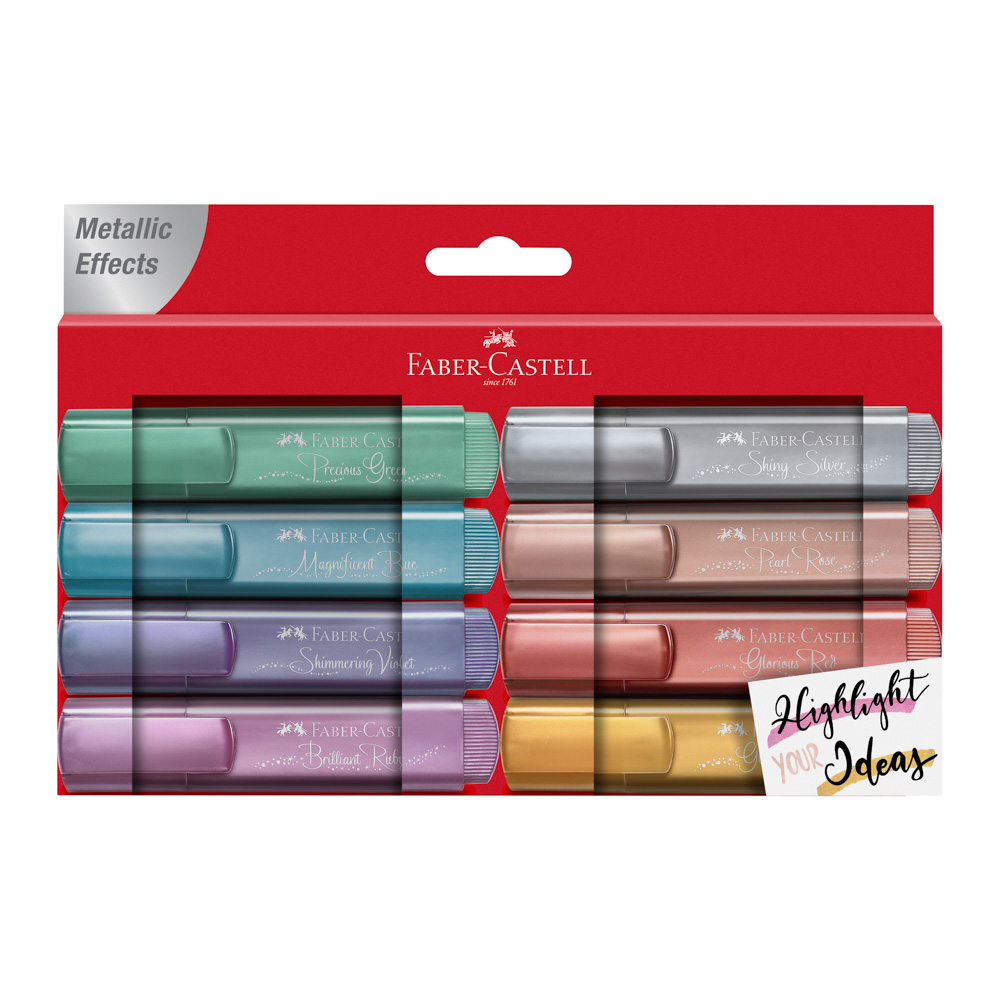 [17723] MARCADOR RESALTADOR X8 COLORES METALICOS | FABER CASTELL