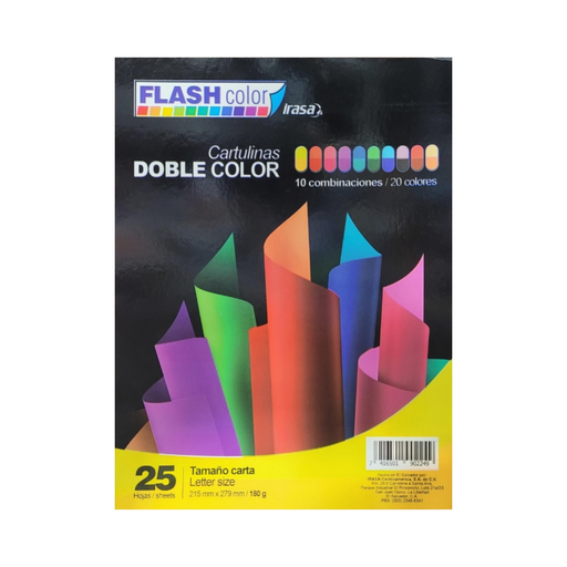 [15770] BLOCK FLASH CARTULINA DOBLE COLOR 25 HOJAS 8.5X11" 180GRS CARTA | IRASA