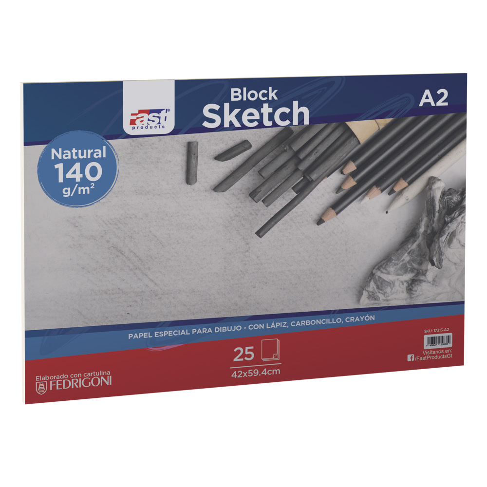 [17315-A2] BLOCK SKETCH 25HOJAS 140 GR A2 NATURAL (42X59.40CMS/16.50X23.40") | FAST