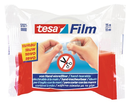 [6645] CINTA ADHESIVA NO TIJERAS 57521 19MMX25M TRANSPARENTE | TESA