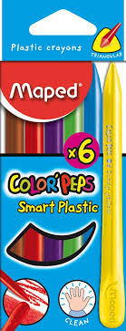 [70339] CRAYONES DE CERA 6 COLORES SMART PLASTIC TRIANGULAR | MAPED