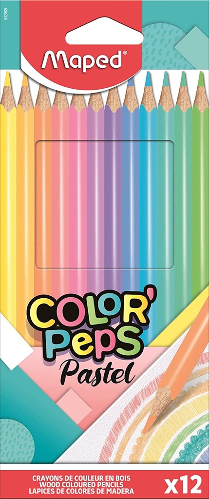 [20403086] CRAYONES DE MADERA X12 COLORES PASTEL 832069 | MAPED