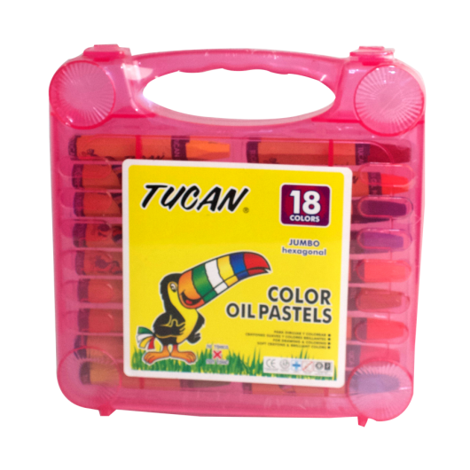 CRAYONES PASTEL 18 COLORES JUMBO HEXAGONAL CAJA PLASTICA | TUCAN