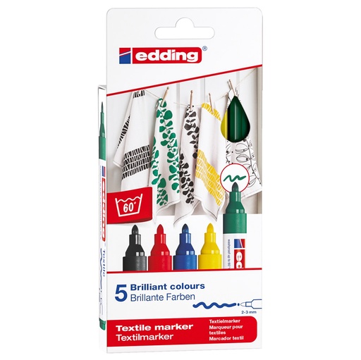 [16124] MARCADOR PARA ROPA 4500 X5 COLORES | EDDING