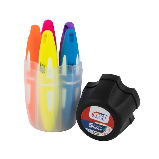 [16705] MARCADOR RESALTADOR MINI X5COLORES NEON BOTE | FAST
