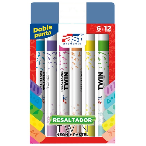 [16475] MARCADOR RESALTADOR TWIN NEON/PASTEL 6/12 COLORES BLISTER | FAST