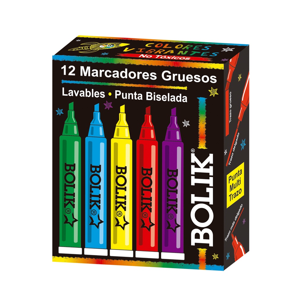 ROTULADOR CARIOCA JUMBO PUNTA GRUESA ESTUCHE DE 12 COLORES