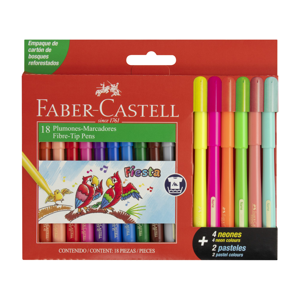 [17337] MARCADORES EN ESTUCHE 12C + 4 NEON + 2 PASTEL | FABER CASTELL