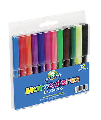 MARCADORES ESCOLARES PUNTA FINA 12 COLORES | MIS PASITOS