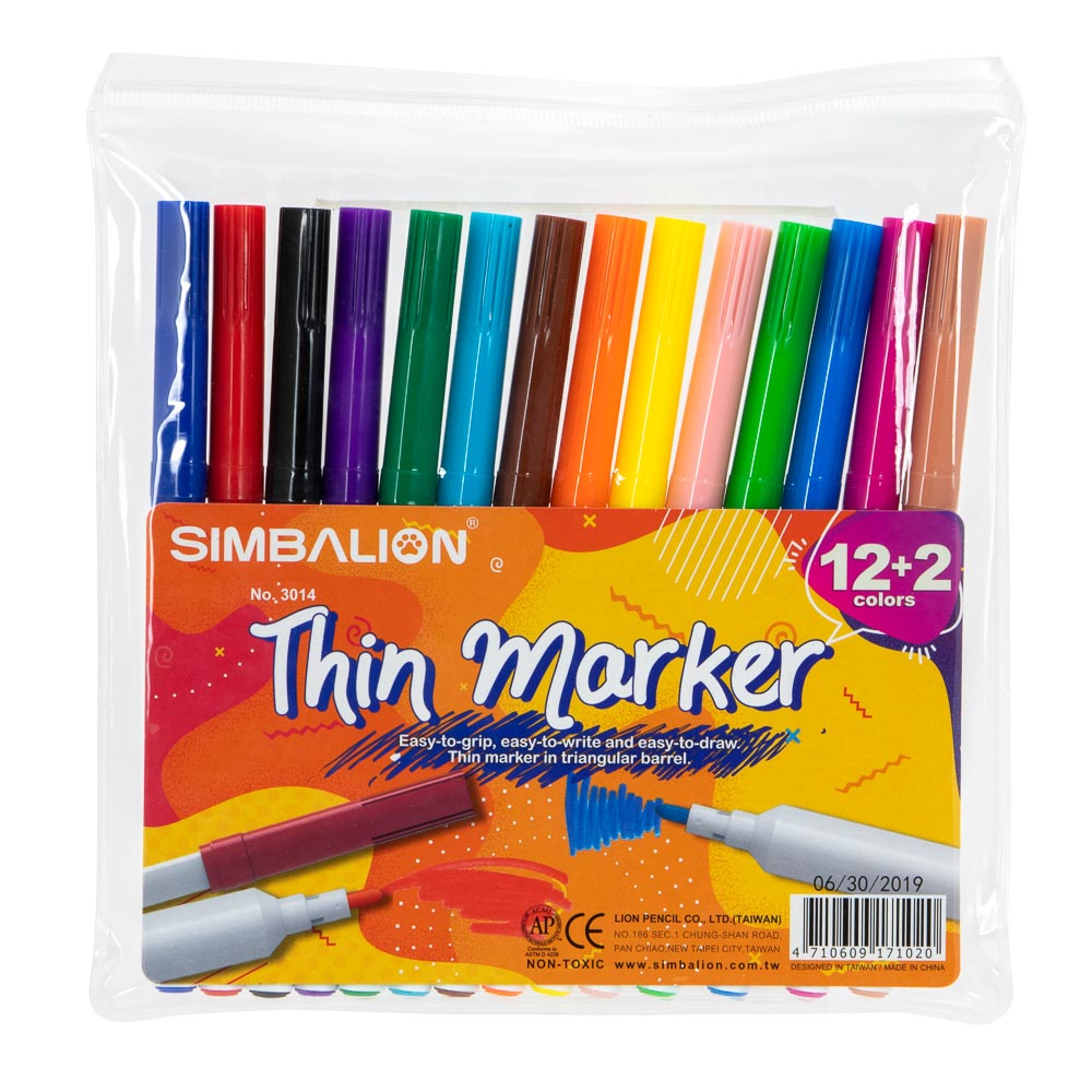 [10996] MARCADORES THIN MARKER PUNTA FINA 30-P 12+2 | SIMBALION