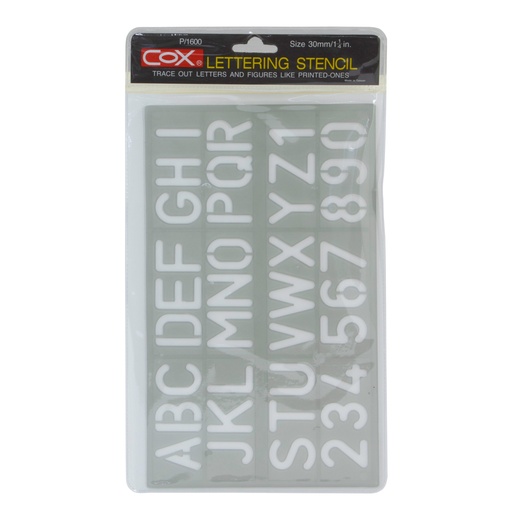 [04763] PLANTILLA PLASTICA P-1600 LETRAS Y NUMEROS 30MM | COX
